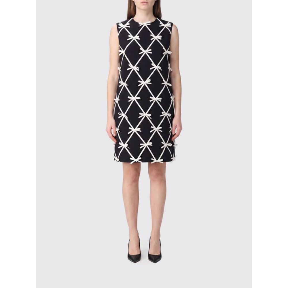Moschino Couture Bow-Embellished Virgin Wool Mini Sheath Dress